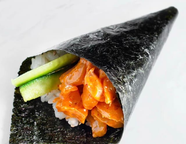 Salmon Cucumber Hand Roll.