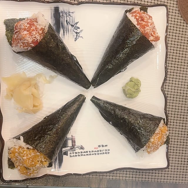 Spicy Salmon Hand Roll.